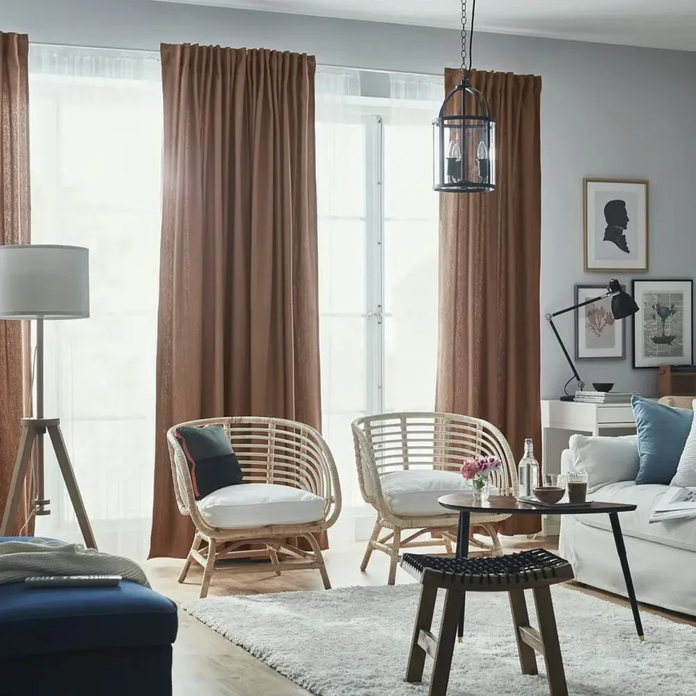 IKEA TIBAST Room Darkening Curtains Dark Red 57x98 1 Pair - New